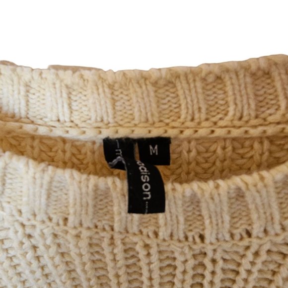 Moon and Madison Chunky Knit Polka Dot Balloon Sleeved‎ Ivory Sweater M Medium - Picture 9 of 10